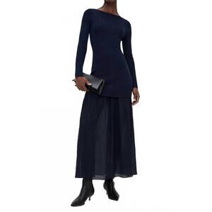 NEW LINE AND DOT women's gemma long dress in navy